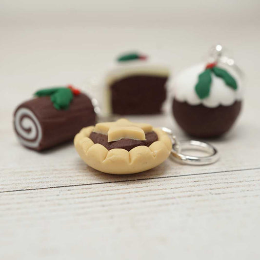 Handmade Polymer Clay Stitch Marker / Progress Keeper - Mince Pie | Market Town Yarns