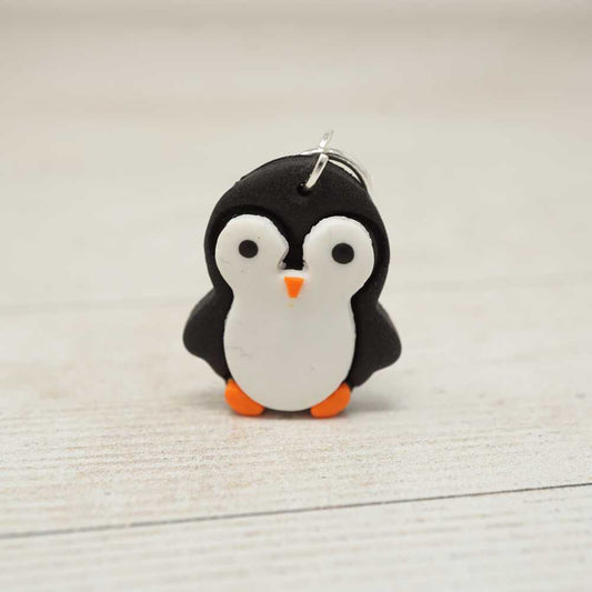 Handmade Polymer Clay Stitch Marker / Progress Keeper - Penguin | Market Town Yarns