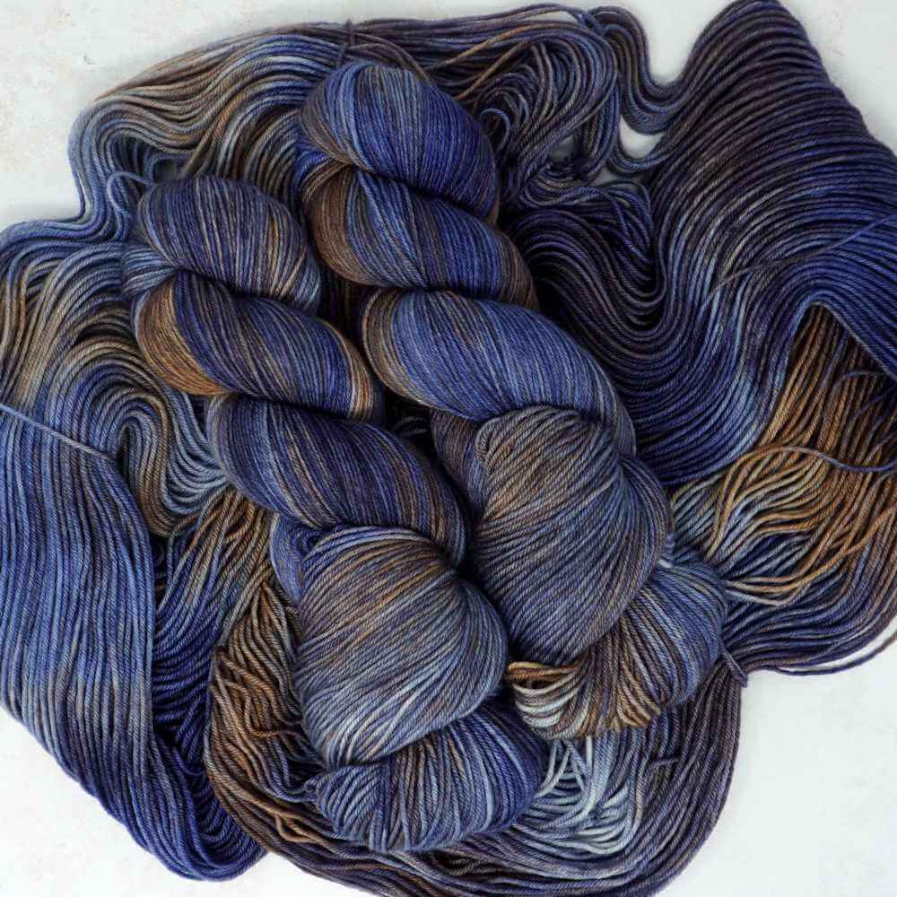 Storm Cloud hand dyed yarn colourway shown on our Squishy Sock base | Market Town Yarns