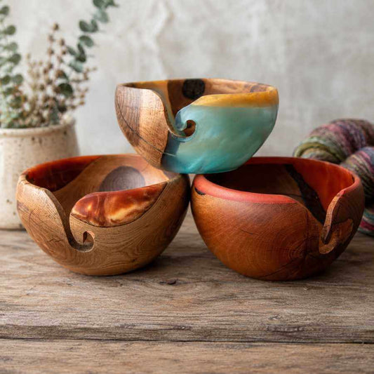 One of a kind hand made yarn bowls made from sustainable wood and coloured resin | Market Town Yarns