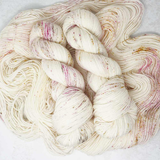 Confetti hand dyed yarn colourway shown on our Squishy Sock base | Market Town Yarns