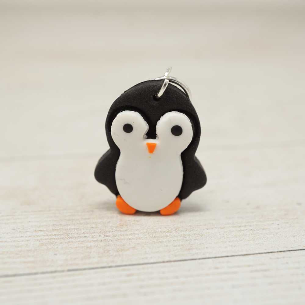 Handmade Polymer Clay Stitch Marker / Progress Keeper - Penguin | Market Town Yarns