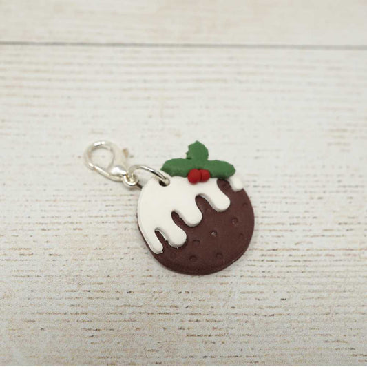 Handmade Polymer Clay Stitch Marker / Progress Keeper - Christmas Pudding 2D | Market Town Yarns