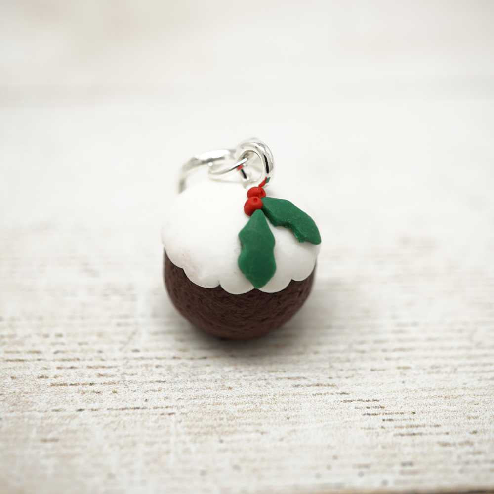 Handmade Polymer Clay Stitch Marker / Progress Keeper - Christmas Pudding 3D | Market Town Yarns