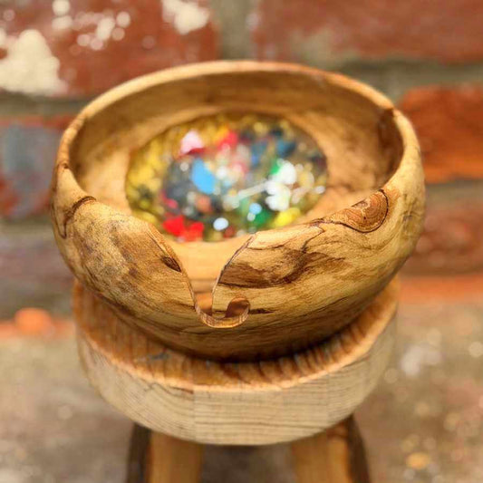 Wood & Resin Handmade Yarn Bowl with 3D printer filament | Market Town Yarns