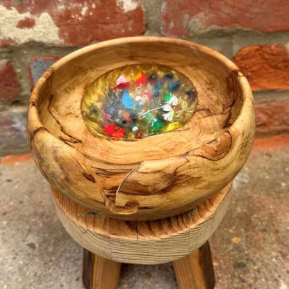 Wood & Resin Handmade Yarn Bowl with 3D printer filament | Market Town Yarns