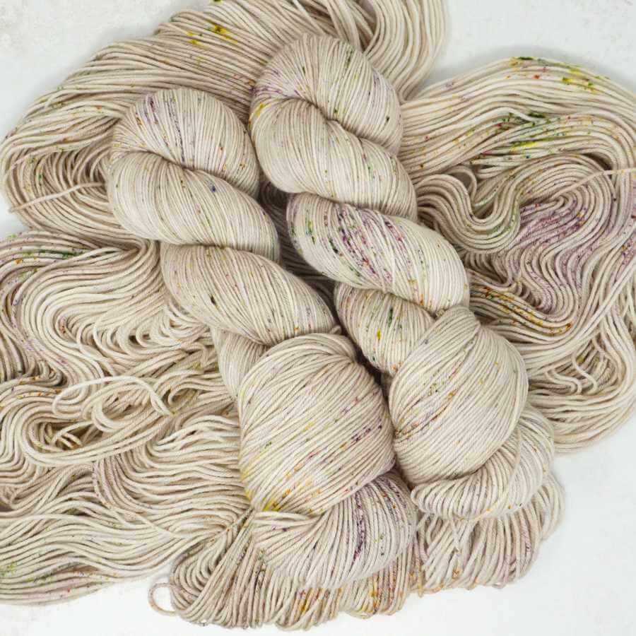 Just Mabel hand dyed yarn colourway shown on Squishy Sock base | Market Town Yarns