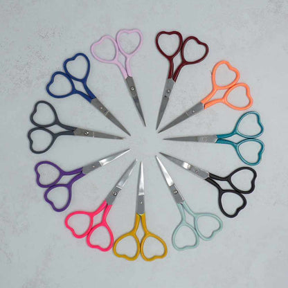 Market Town Yarns - Heart Embroidery Scissors shown in multiple colourways | Market Town Yarns
