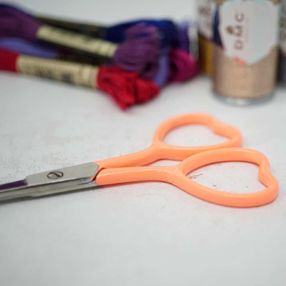 Market Town Yarns - Heart Embroidery Scissors shown in peach | Market Town Yarns