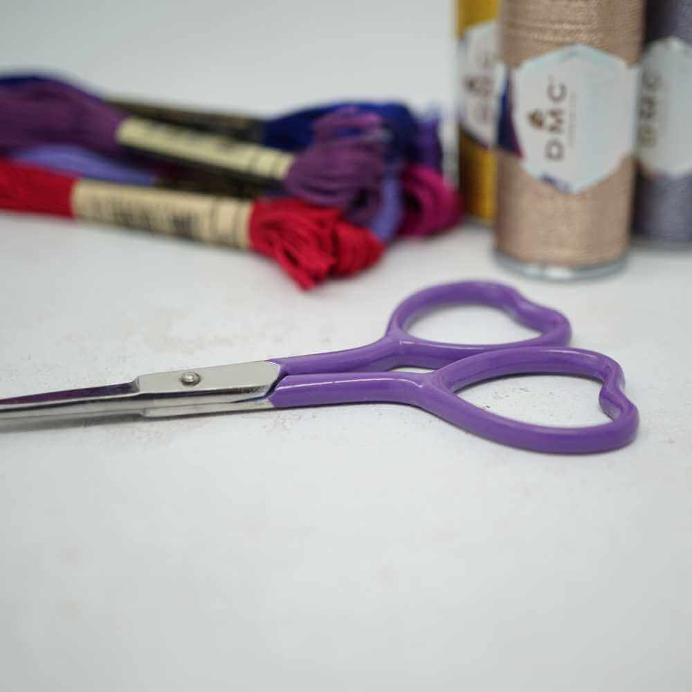 Market Town Yarns - Heart Embroidery Scissors shown in purple | Market Town Yarns