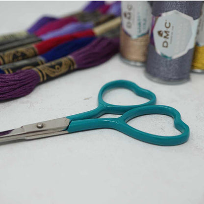 Market Town Yarns - Heart Embroidery Scissors shown in teal | Market Town Yarns