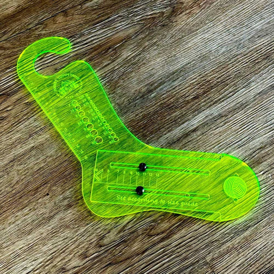 *** Limited Edition Neon Green *** Market Town Yarns - Adjustable Sock Blocker with Needle Gauge | Market Town Yarns