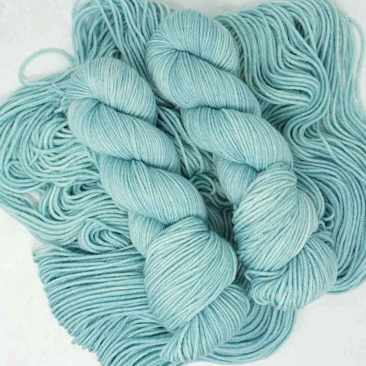 Sea Glass Hand Dyed Yarn colourway shown on Squishy DK base | Market Town Yarns