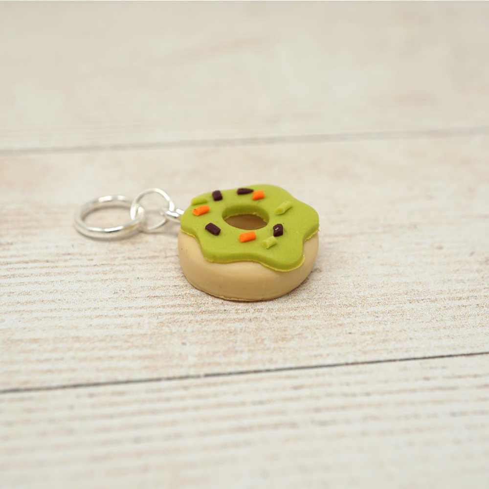 Handmade Polymer Clay Stitch Marker / Progress Keeper - Green Ghoulish Doughnut | Market Town Yarns