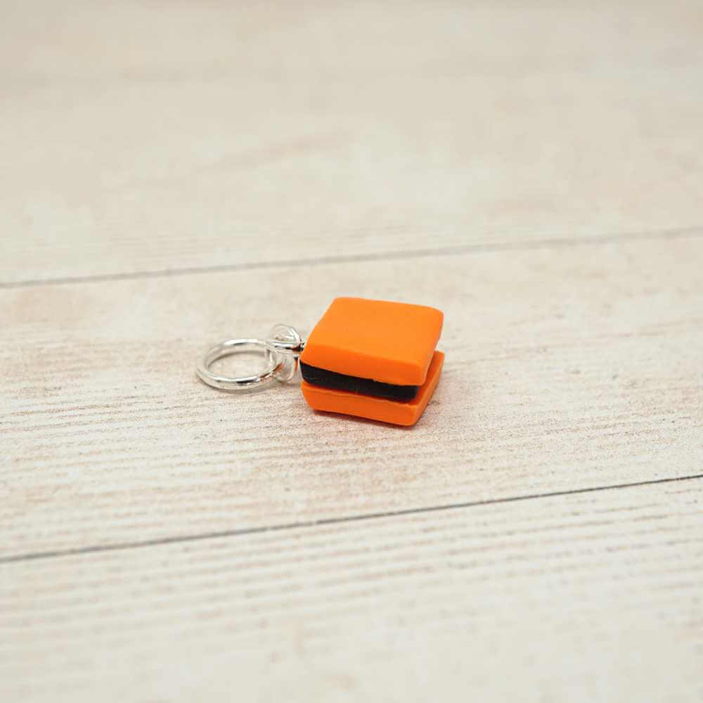 Handmade Polymer Clay Stitch Marker / Progress Keeper - Orange Liquorice Allsort | Market Town Yarns