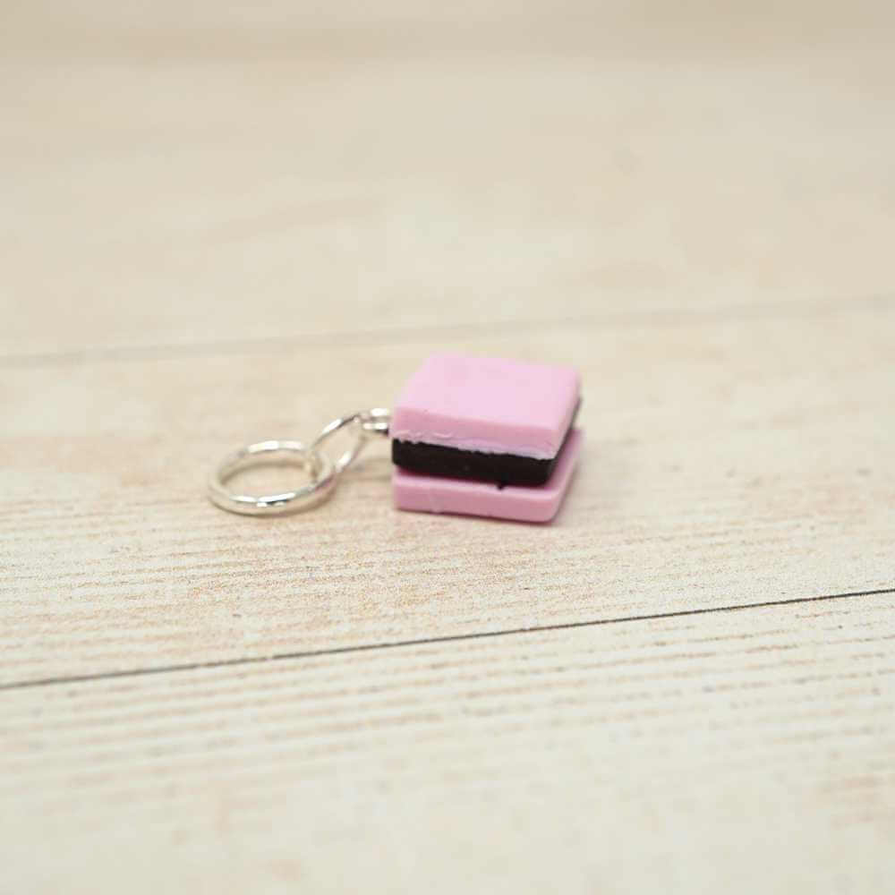 Handmade Polymer Clay Stitch Marker / Progress Keeper - Pink Liquorice Allsort | Market Town Yarns