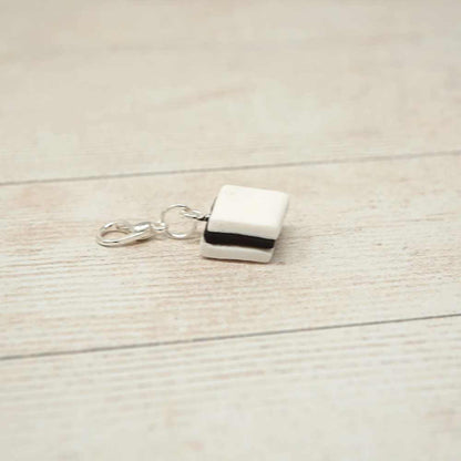 Handmade Polymer Clay Stitch Marker / Progress Keeper - White Liquorice Allsort | Market Town Yarns
