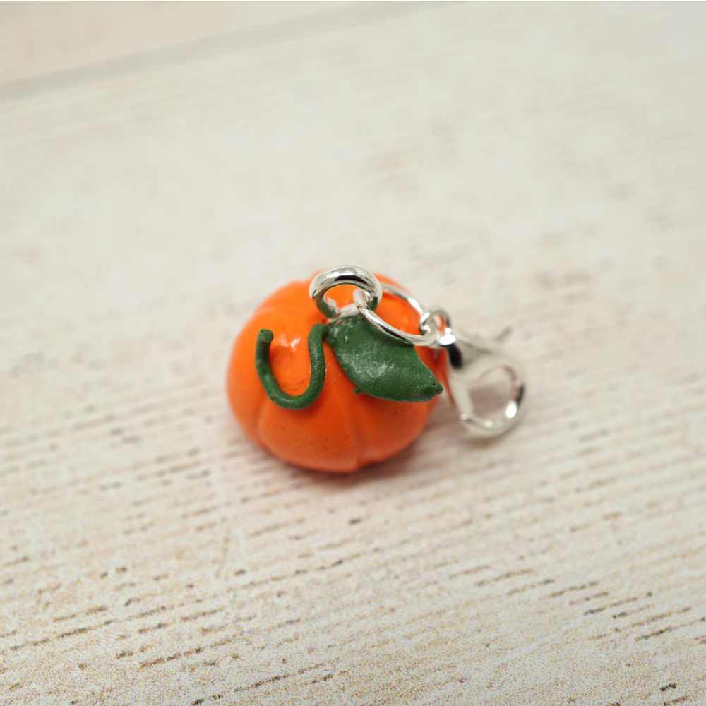 Handmade Polymer Clay Stitch Marker / Progress Keeper - Pumpkin | Market Town Yarns
