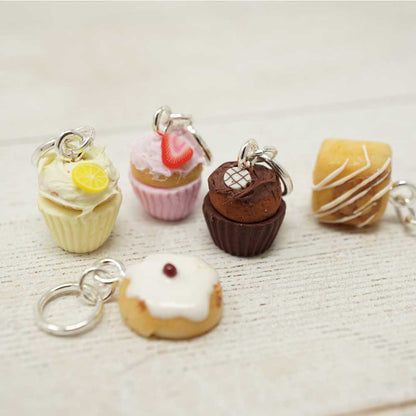 Set of miniature dessert keychains on a light background | Market Town Yarns