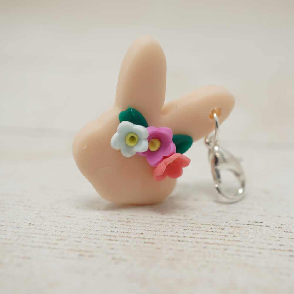 Handmade Polymer Clay Stitch Marker / Progress Keeper - Flower Rabbit (Various Colours) | Market Town Yarns