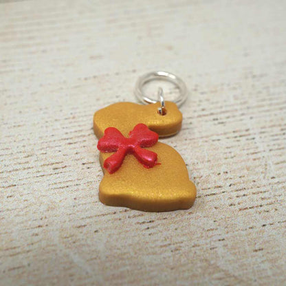 Handmade Polymer Clay Stitch Marker / Progress Keeper - Gold Bunny | Market Town Yarns