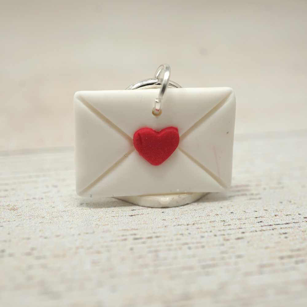 Handmade Polymer Clay Stitch Marker / Progress Keeper - Love Letter | Market Town Yarns