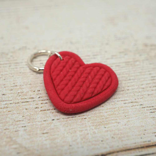 Handmade Polymer Clay Stitch Marker / Progress Keeper - Red Heart | Market Town Yarns