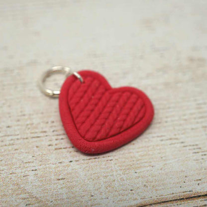 Handmade Polymer Clay Stitch Marker / Progress Keeper - Red Heart | Market Town Yarns