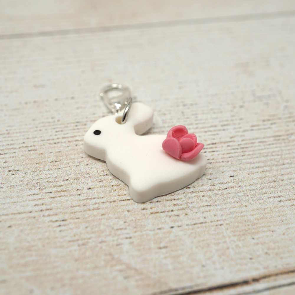 Handmade Polymer Clay Stitch Marker / Progress Keeper - White Rabbit | Market Town Yarns