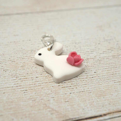 Handmade Polymer Clay Stitch Marker / Progress Keeper - White Rabbit | Market Town Yarns
