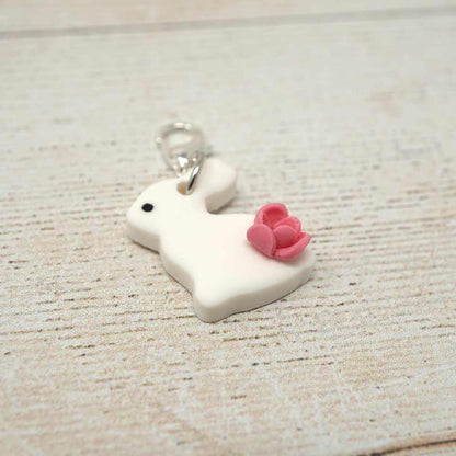 Handmade Polymer Clay Stitch Marker / Progress Keeper - White Rabbit | Market Town Yarns