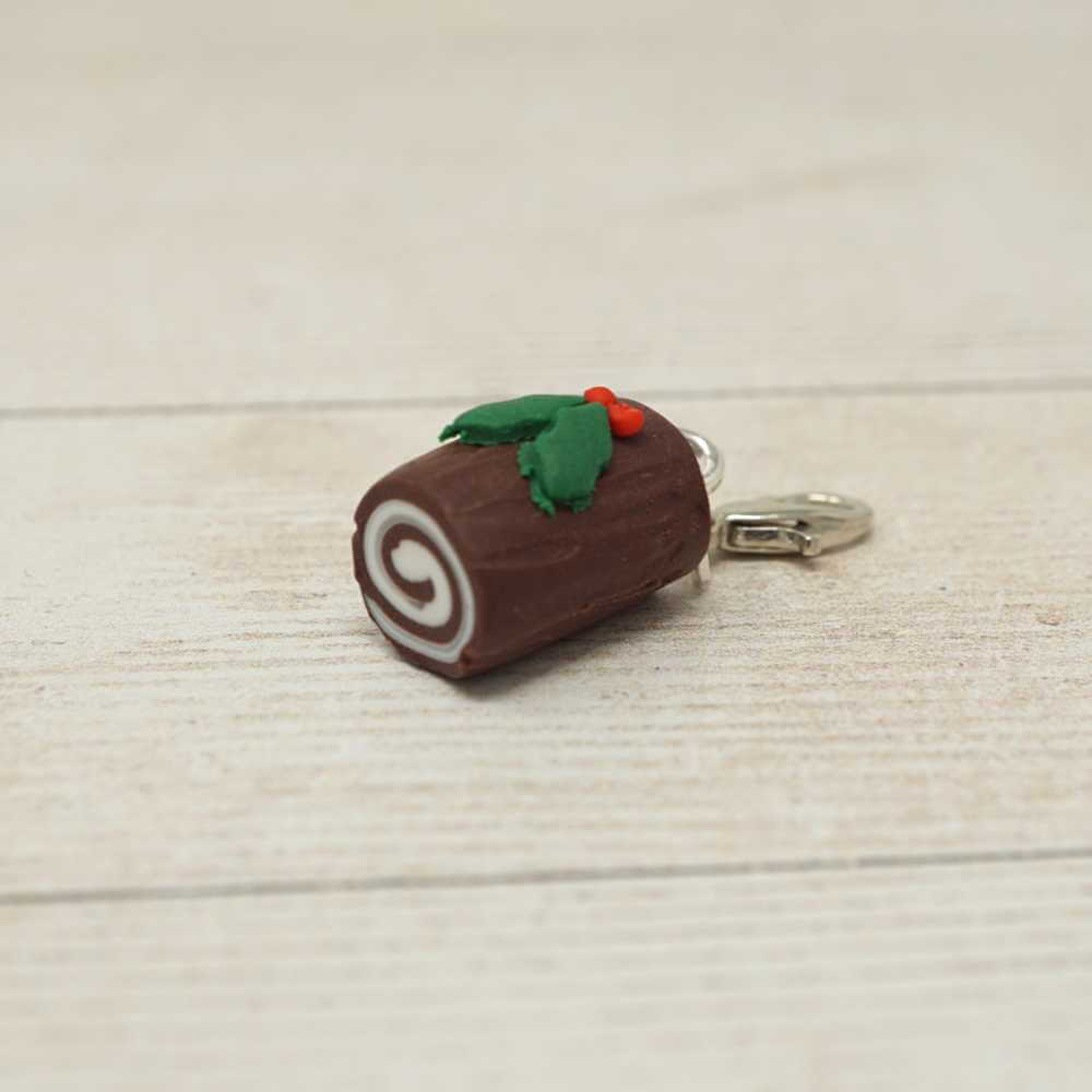 Handmade Polymer Clay Stitch Marker / Progress Keeper - Yule Log from The Shed @ 71 | Market Town Yarns