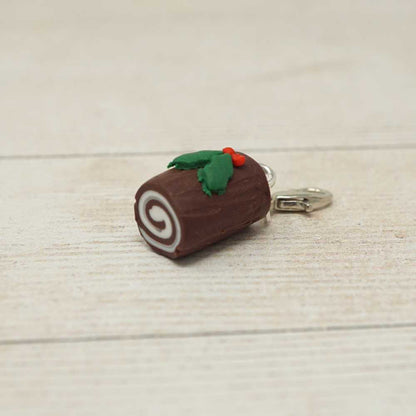 Handmade Polymer Clay Stitch Marker / Progress Keeper - Yule Log from The Shed @ 71 | Market Town Yarns