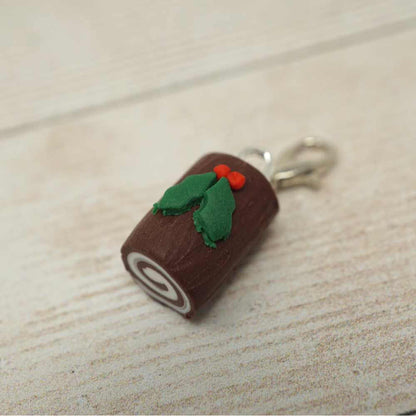Handmade Polymer Clay Stitch Marker / Progress Keeper - Yule Log from The Shed @ 71 | Market Town Yarns