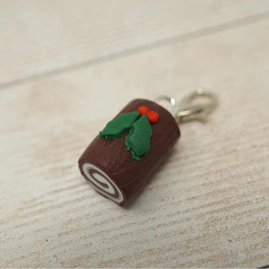 Handmade Polymer Clay Stitch Marker / Progress Keeper - Yule Log from The Shed @ 71 | Market Town Yarns