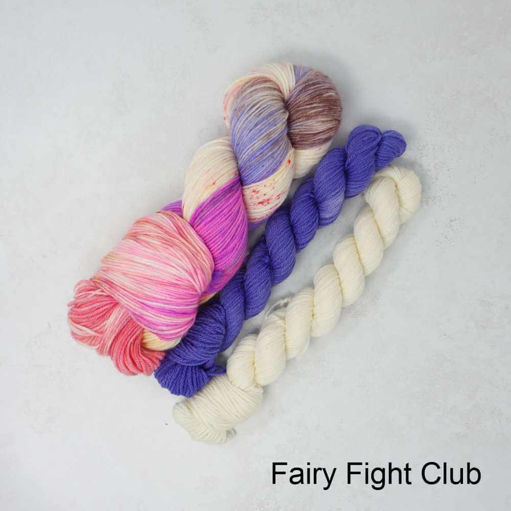 Sky Trail Knitted Shawl Kit with Market Town Yarns shown in colourway Fairy Fight Club | Market Town Yarns