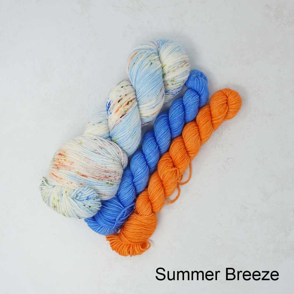 Sky Trail Knitted Shawl Kit with Market Town Yarns shown in colourway Summer Breeze | Market Town Yarns