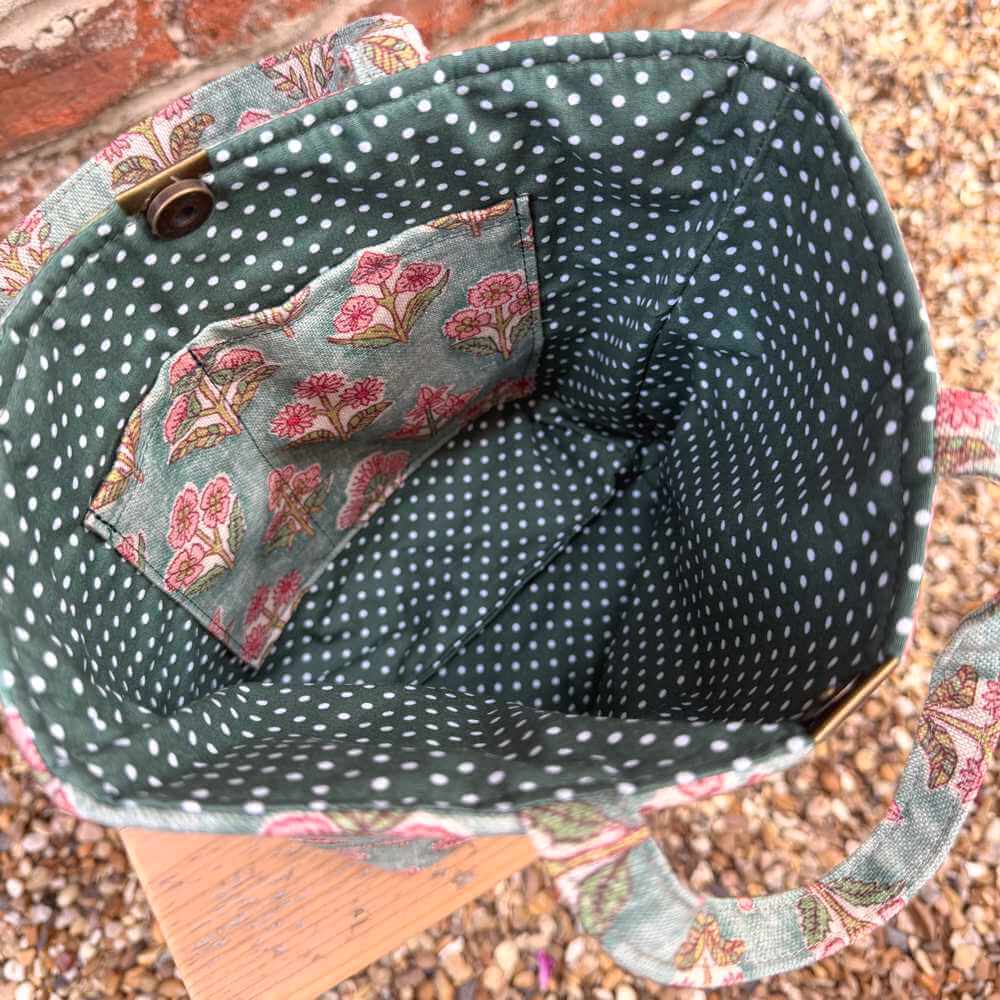 Small Handmade Artisan Project Bag - Rose Garden | Market Town Yarns