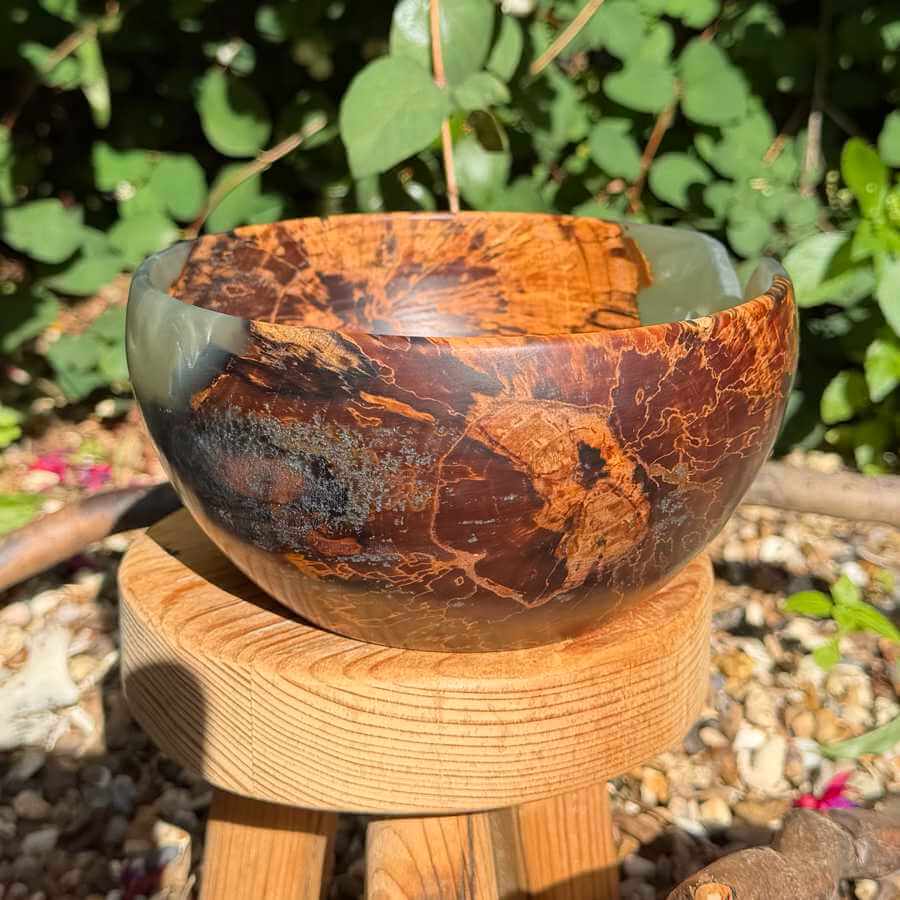 Spalted Silver-Birch Wood & Resin Handmade Yarn Bowl | Market Town Yarns