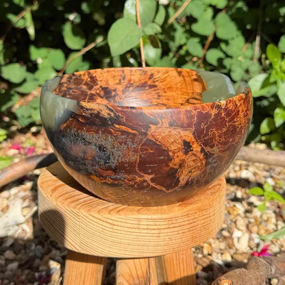 Spalted Silver-Birch Wood & Resin Handmade Yarn Bowl | Market Town Yarns