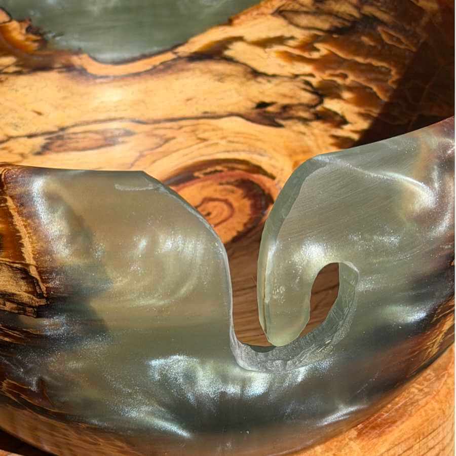 Spalted Silver-Birch Wood & Resin Handmade Yarn Bowl | Market Town Yarns