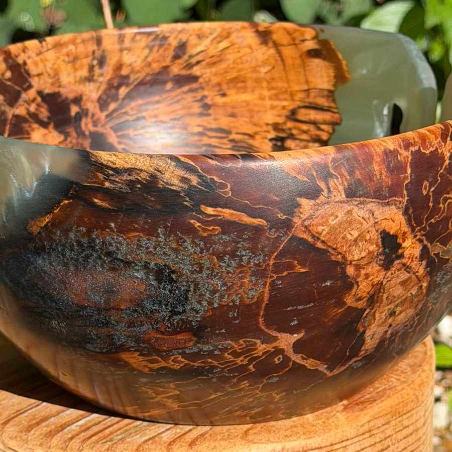 Spalted Silver-Birch Wood & Resin Handmade Yarn Bowl | Market Town Yarns