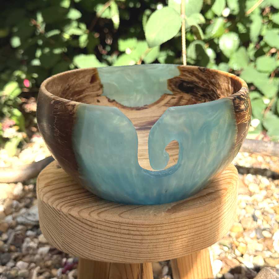 Spalted Silver Birch Wood & Resin Handmade Yarn Bowl | Market Town Yarns