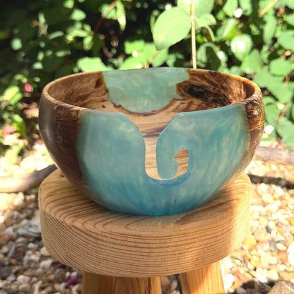 Spalted Silver Birch Wood & Resin Handmade Yarn Bowl | Market Town Yarns
