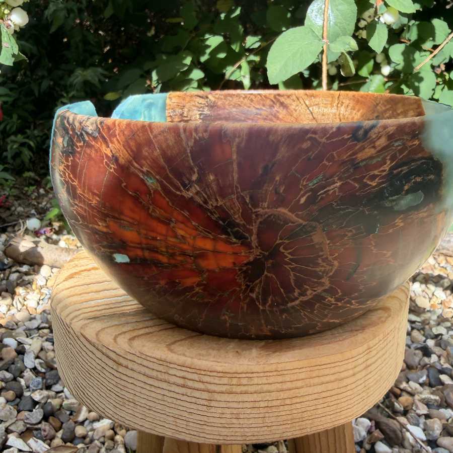 Spalted Silver Birch Wood & Resin Handmade Yarn Bowl | Market Town Yarns