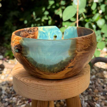 Spalted Silver Birch Wood & Resin Handmade Yarn Bowl | Market Town Yarns