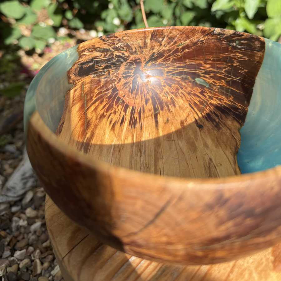 Spalted Silver Birch Wood & Resin Handmade Yarn Bowl | Market Town Yarns