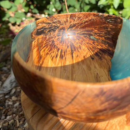 Spalted Silver Birch Wood & Resin Handmade Yarn Bowl | Market Town Yarns