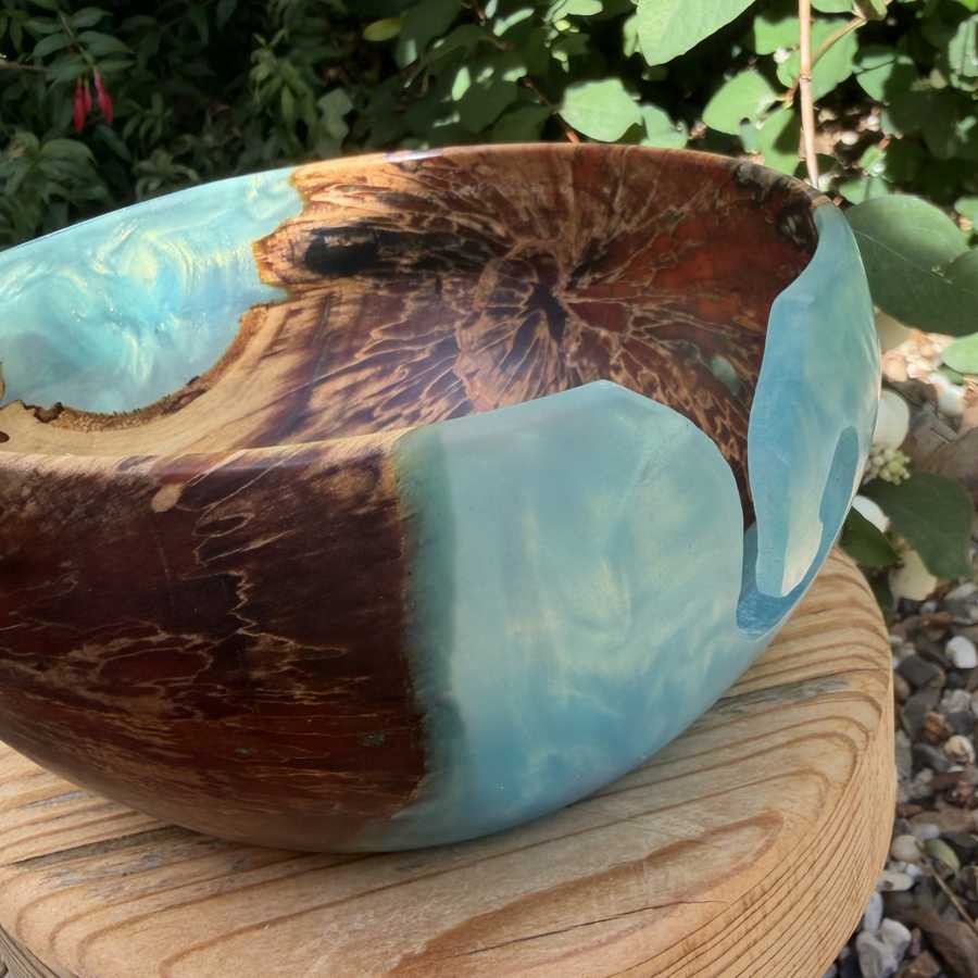 Spalted Silver Birch Wood & Resin Handmade Yarn Bowl | Market Town Yarns