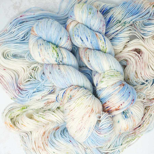 Summer Breeze hand dyed yarn colourway shown on Squishy Sock base | Market Town Yarns